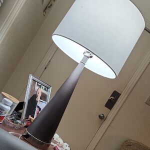 Table Lamp in Black with White Shade With A USB On Botto.eof Lamp You Can Charg